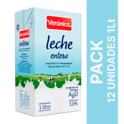Leche entera larga Vida Verónica PACK x 12u 1L