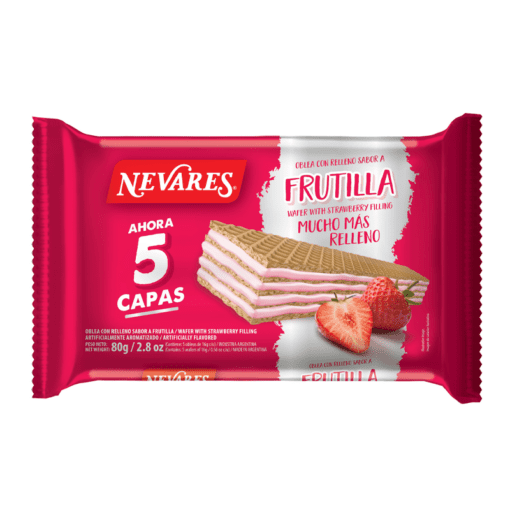 Obleas rellenas Nevares sabor Frutilla 80g