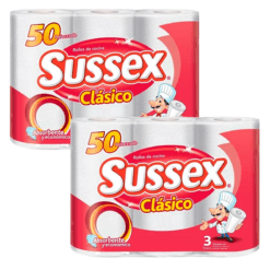 Rollos de cocina Sussex Clásico 3x50 paños x2u (Precio $1400 c/u)