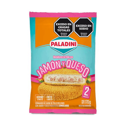 Medallones de pollo Paladini con Jamón y queso x2u 170grs