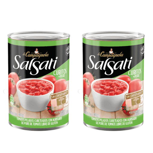 Tomates en cubitos + puré Salsati 400grs x2u