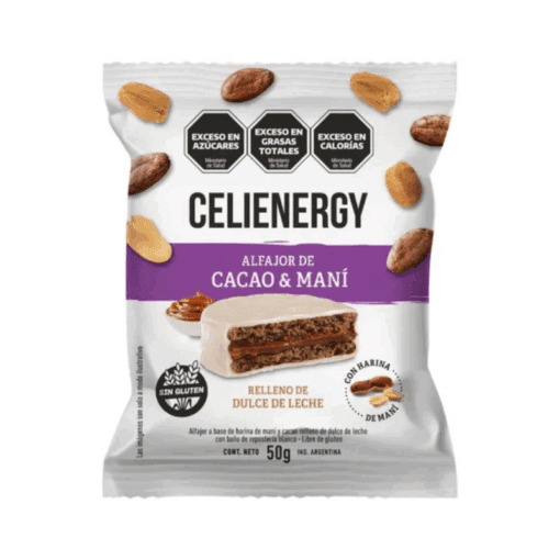 Alfajor Celienergy cacao y mani 50g s/tacc