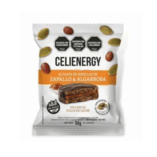 Alfajor Celienergy semilla de zapallo y algarroba 50g s/tacc