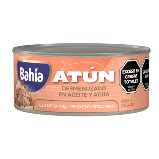 Atún desmenuzado en aceite y agua Bahía 170grs