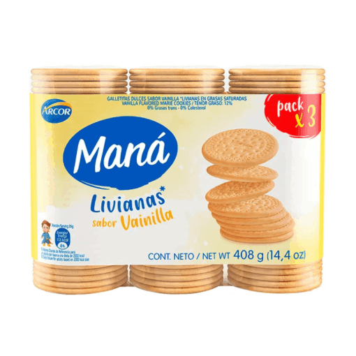 Galletitas Maná vainilla pack x3u 408grs