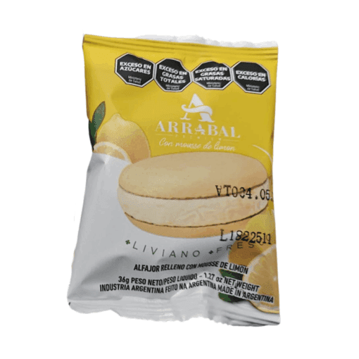 Alfajor Arrabal c/mousse limón 36grs