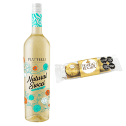 Vino Piattelli Natural Sweet 750ml + Ferrero Rocher (paquete de 3 unidades)