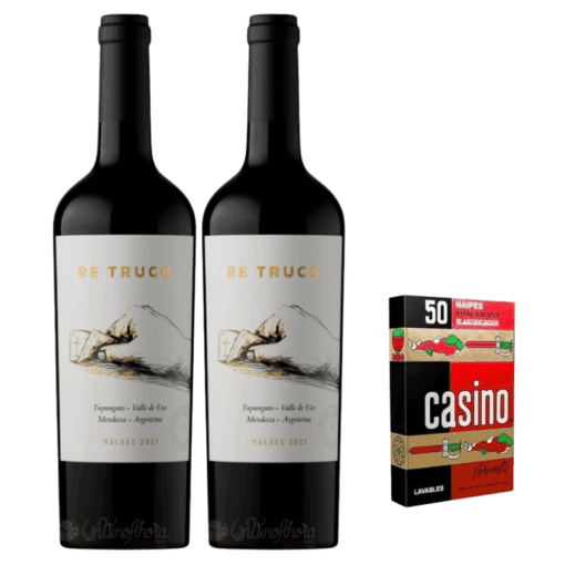 Vino Andeluna ReTruco malbec 750ml x2u + maso de naipes