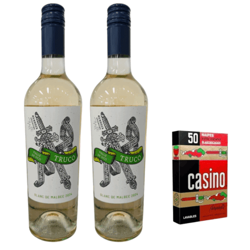Vino Andeluna Truco blanc de malbec 750ml x2u + maso de naipes
