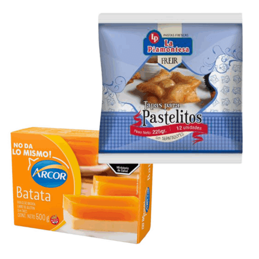 Promo Pastelitos 12 tapas p/pastelitos La Piamontesa + Dulce de batata Arcor 500grs