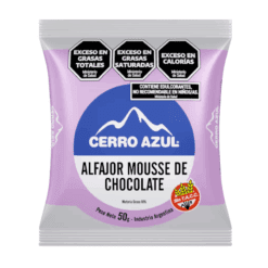 Alfajor Cerro Azul Mousse de chocolate Vegano SIN TACC 55grs