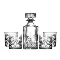 Botella de vidrio tallado 750ml + 6 Vasos 340ml