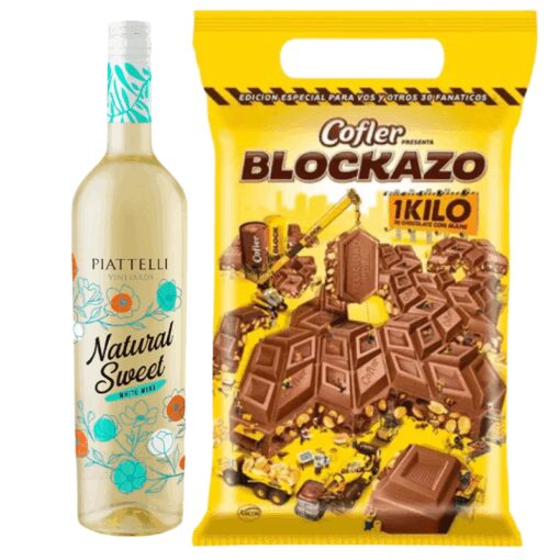 Vino Piattelli Natural Sweet 750ml + Chocolate Cofler Blockazo 1kg