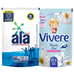 Jabón Líquido Ala Matic 800ml + Suavizante Vivere Plancha Fácil 810ml
